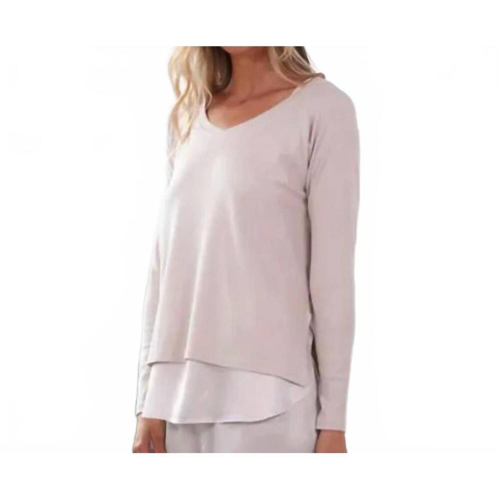 NEW PJ HARLOW frankie long sleeve knit top in eggnog